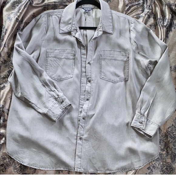 TERRE BLUE. Gray Button down long sleeve shirt- XXL - Picture 1 of 2